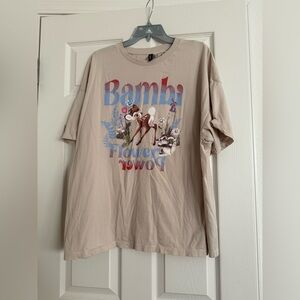 H&M Beige Disney Bambi Flower Power Graphic Tee